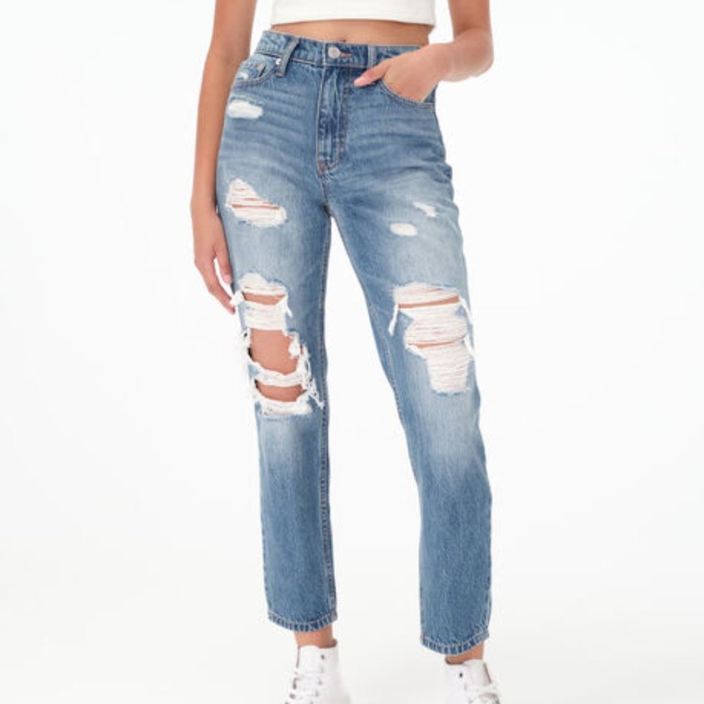 NWT Aeropostale High Rise Mom Jean Medium Wash Size 14 Tik Tok Viral